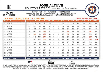 2024 Topps Holiday Jose Altuve Houston Astros #H8