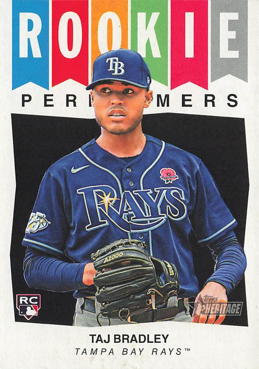 2023 Topps Heritage Rookie Performers Taj Bradley Tampa Bay Rays #RP-3