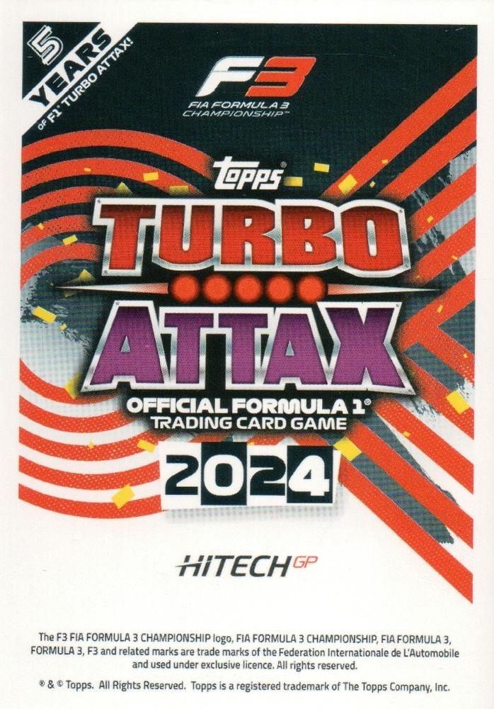2024 Topps Turbo Attax F1 Cian Shields F3 #288 Hitech Pulse-Eight