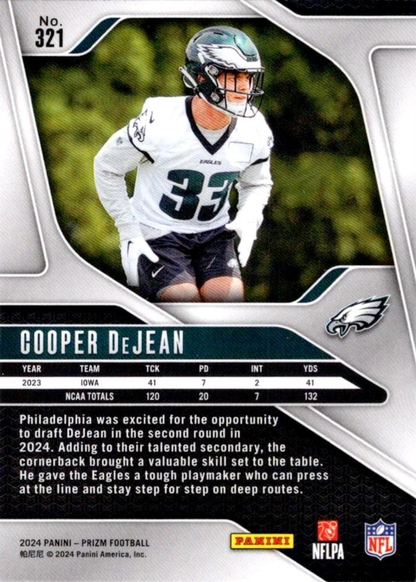 2024 Panini Prizm Cooper DeJean RC #321 Philadelphia Eagles