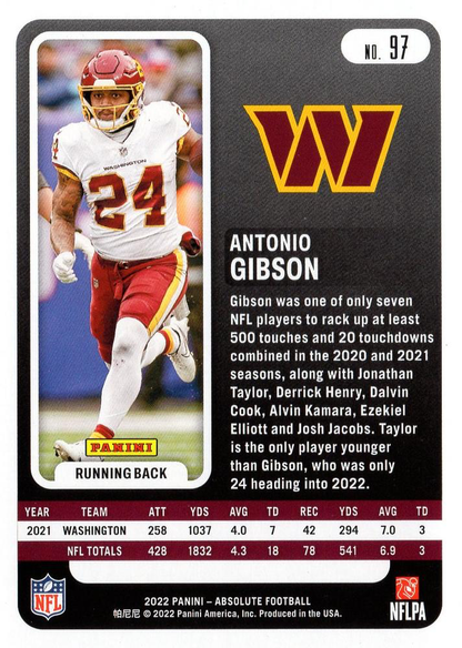 2022 Panini Absolute Antonio Gibson #97 Washington Commanders