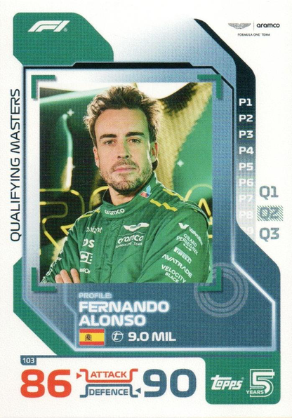 2024 Topps Turbo Attax F1 Fernando Alonso QM #103 Aston Martin F1 Team