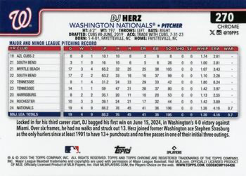 2025 Topps Chrome MLB DJ Herz RC #270 Washington Nationals