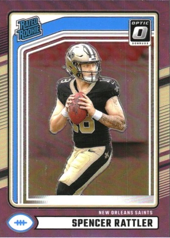 2024 Panini Donruss Optic Rated Rookies Preview Pink Spencer Rattler #359 New Orleans Saints