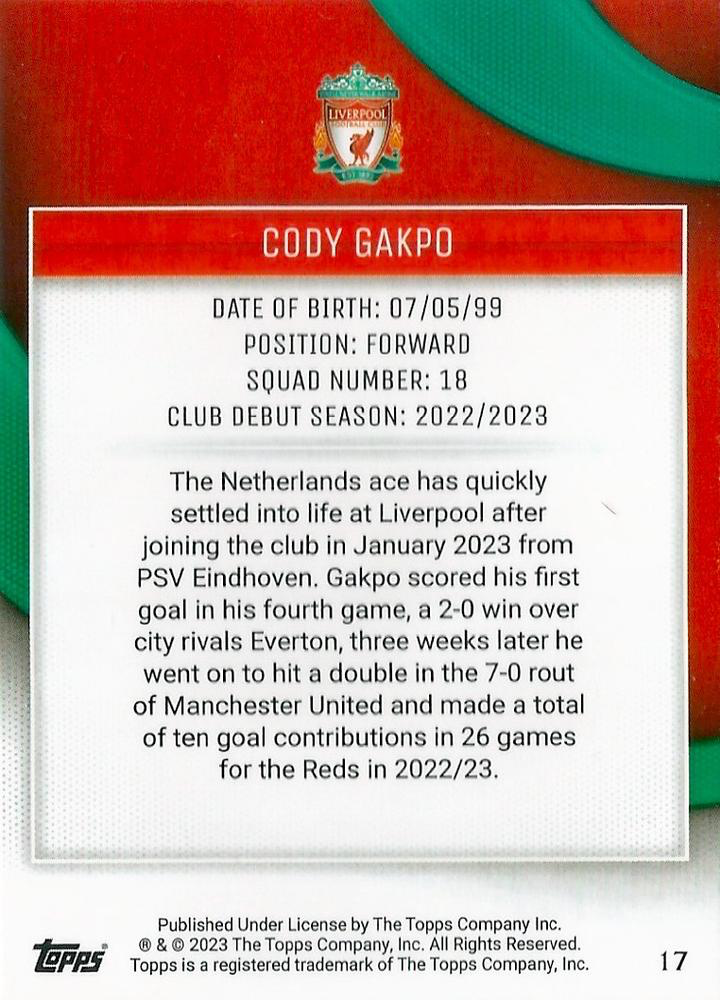 2023 Topps Liverpool Team Set Icy Cody Gakpo #17 Liverpool