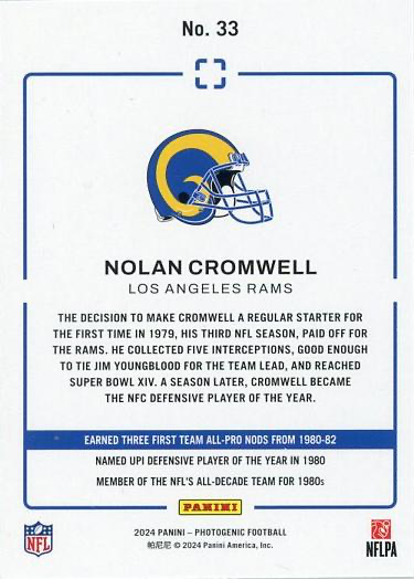 2024 Panini Photogenic Nolan Cromwell #33 Los Angeles Rams