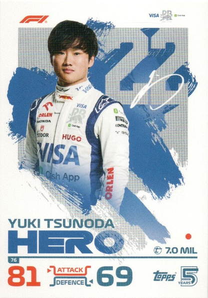 2024 Topps Turbo Attax F1 Yuki Tsunoda #76 Visa Cash App RB Formula One