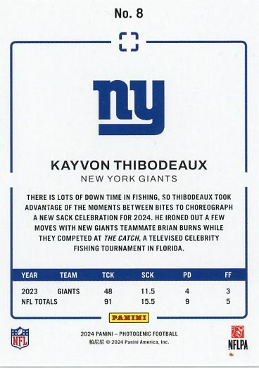 2024 Panini Photogenic Kayvon Thibodeaux #8 New York Giants