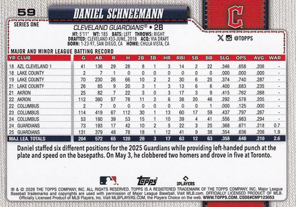 2026 Topps Series 1 Daniel Schneemann #59 Cleveland Guardians