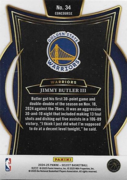 2024 Panini Select Jimmy Butler III Blue #34 Golden State Warriors