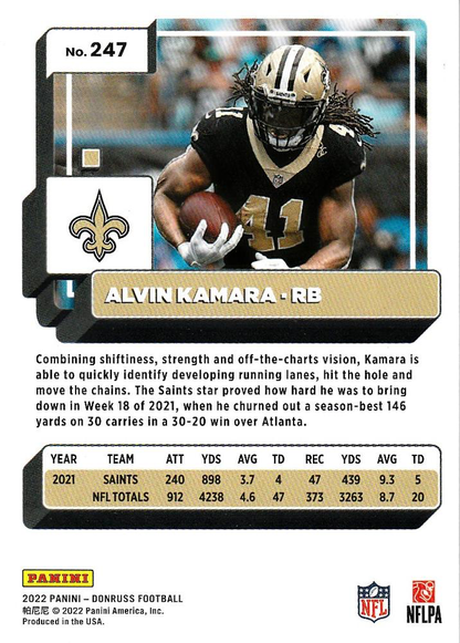 2022 Panini Donruss Alvin Kamara #247 New Orleans Saints