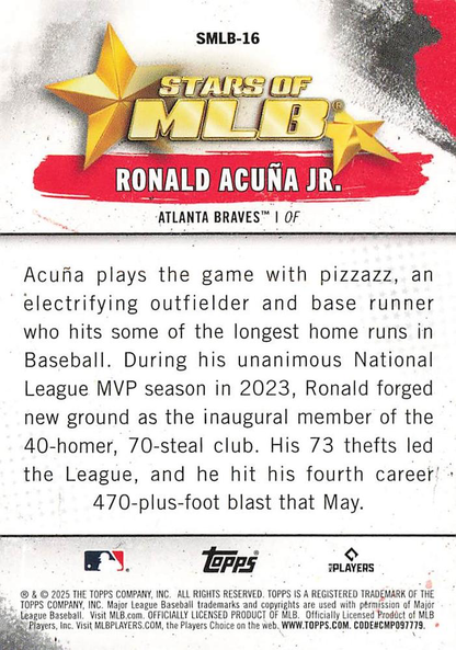 2025 Topps Series 1 Stars of MLB Ronald Acuña Jr. Atlanta Braves #SMLB-16