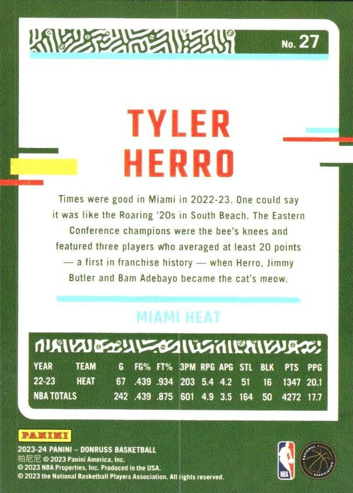 2023 Panini Donruss Tyler Herro #27 Miami Heat