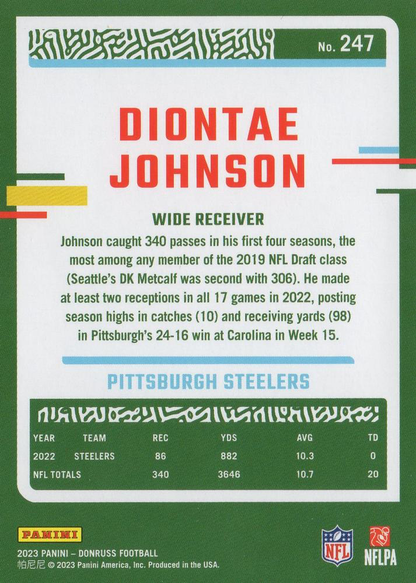2023 Panini Donruss Diontae Johnson #247 Pittsburgh Steelers