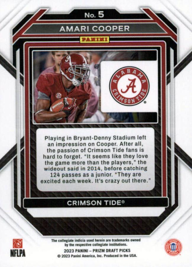 2023 Panini Prizm Draft Picks Amari Cooper #5 Alabama Crimson Tide