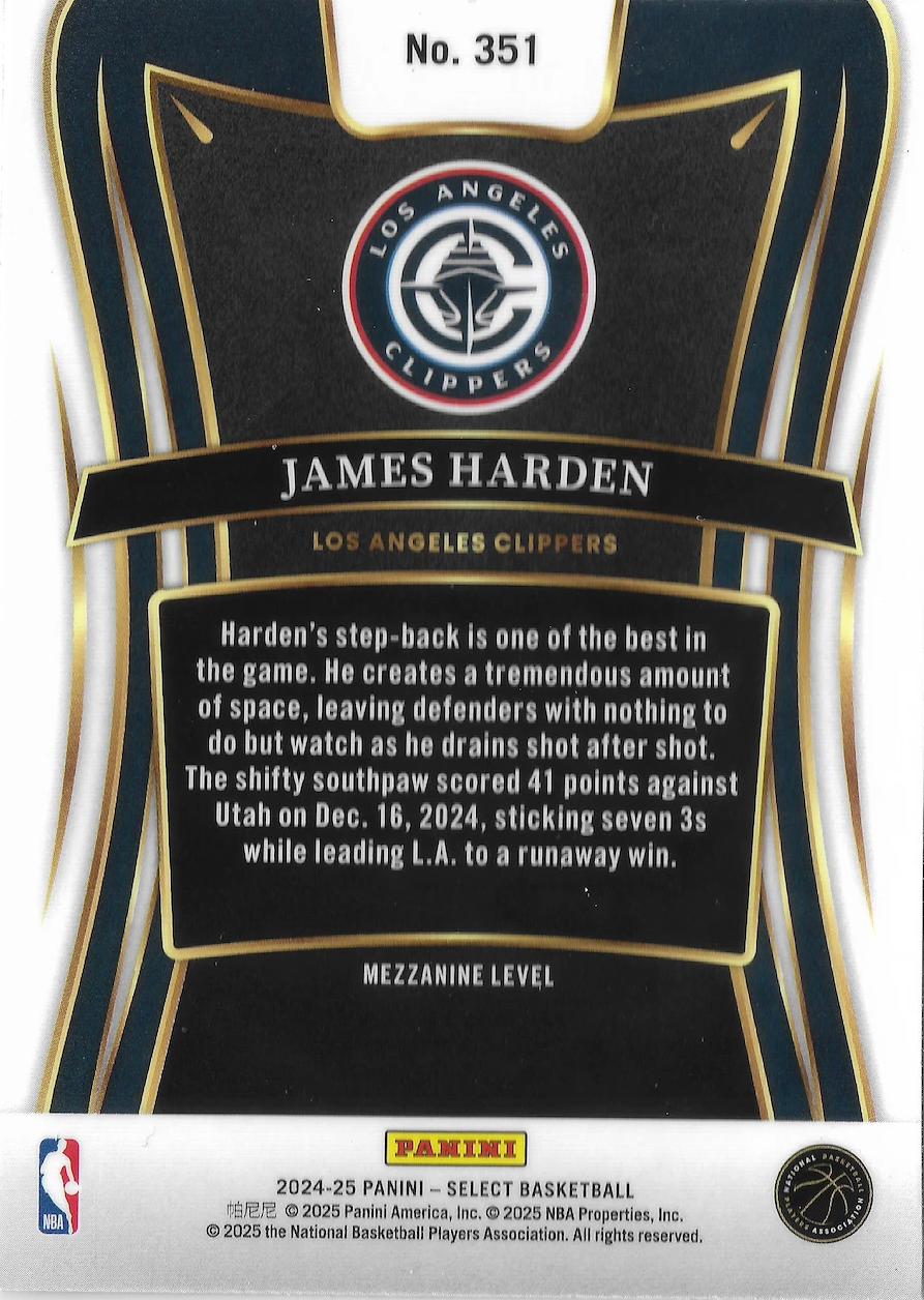 2024 Panini Select James Harden Mezzanine #351 Los Angeles Clippers