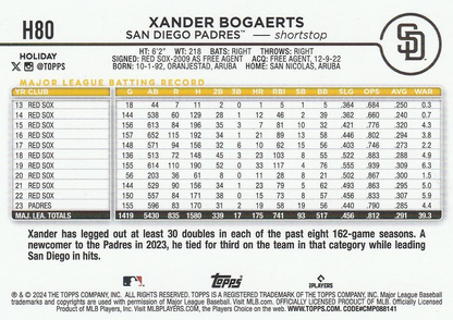 2024 Topps Holiday Xander Bogaerts San Diego Padres #H80