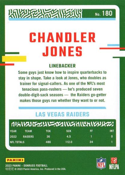 2023 Panini Donruss Chandler Jones #180 Las Vegas Raiders