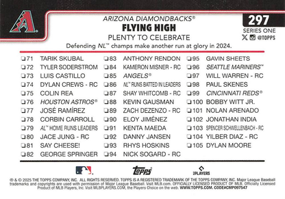 2025 Topps Series 1 Combo Card/Checklist Corbin Carroll Arizona Diamondbacks #297