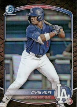 2025 Topps Bowman Chrome Prospect Zyhir Hope Reptilian Refractor #BCP-2 Dodgers