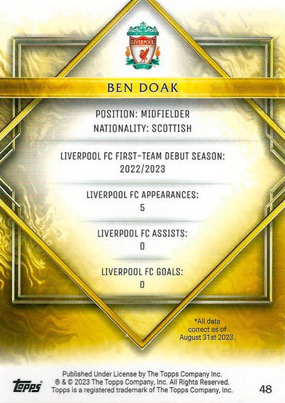 2023 Topps Liverpool Team Set Ben Doak RC GD #48 Liverpool