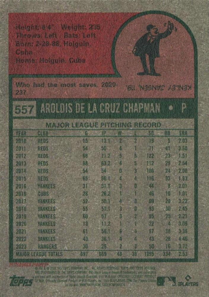 2024 Topps Heritage Aroldis Chapman Pittsburgh Pirates #557