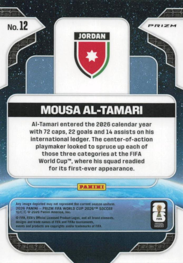 2026 Panini Prizm World Cup Global Reach Mousa Al-Tamari #12 Jordanie