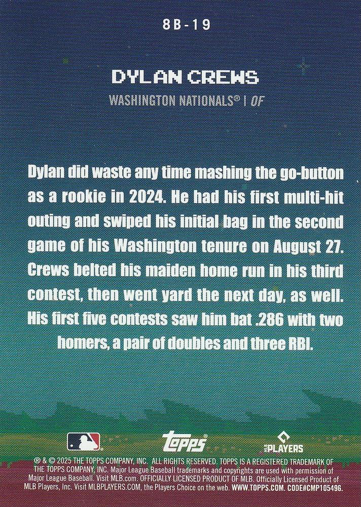 2025 Topps Series 1 8-Bit Ballers Dylan Crews Washington Nationals #8B-19