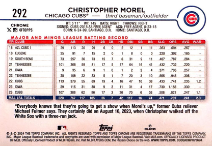 2024 Topps Chrome Christopher Morel Chicago Cubs #292