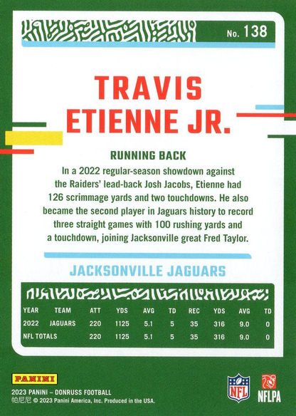 2023 Panini Donruss Travis Etienne Jr. #138 Jacksonville Jaguars