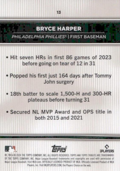 2024 Topps Tribute Bryce Harper Philadelphia Phillies #13