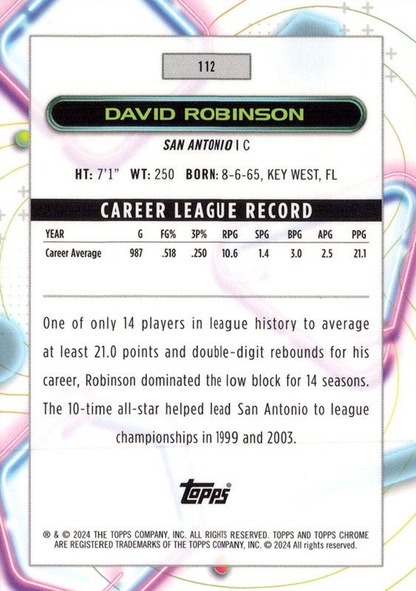 2023 Topps Chrome Cosmic David Robinson #112 San Antonio Spurs