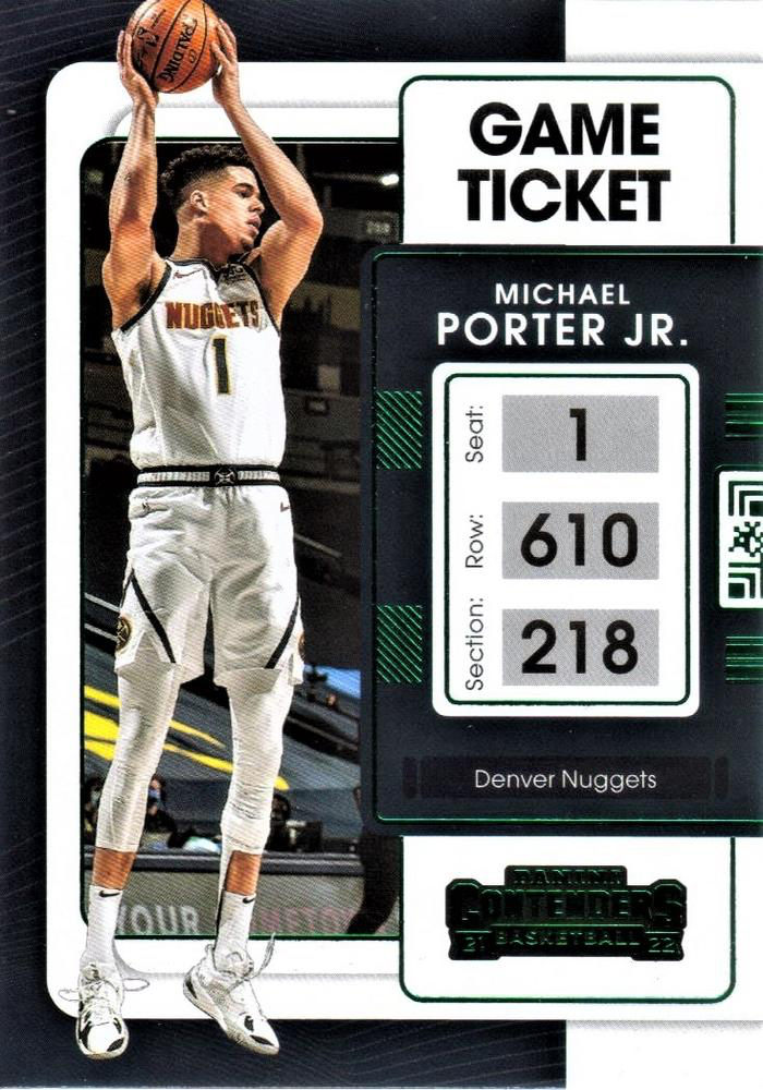 2021 Panini Contenders Game Ticket Green Michael Porter Jr. #48 Denver Nuggets