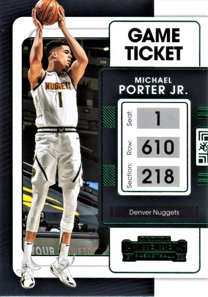 2021 Panini Contenders Game Ticket Green Michael Porter Jr. #48 Denver Nuggets