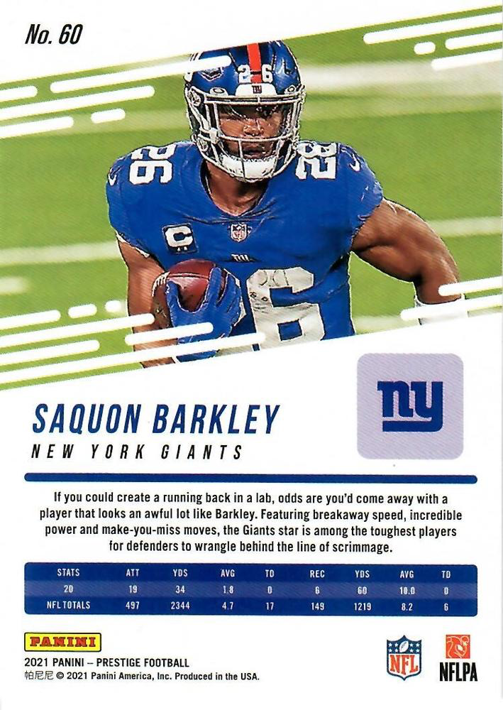 2021 Panini Prestige Xtra Points Astral Saquon Barkley #60 New York Giants
