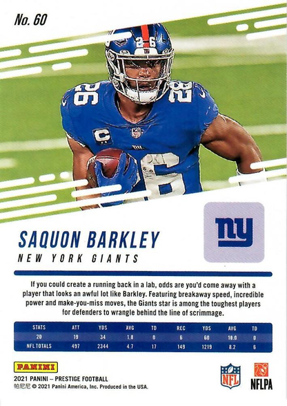 2021 Panini Prestige Xtra Points Astral Saquon Barkley #60 New York Giants