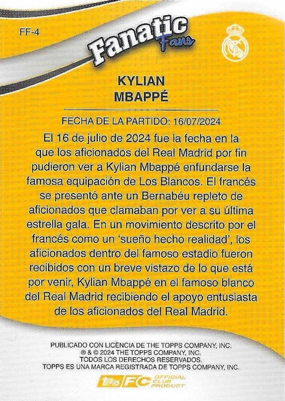 2024 Topps Real Madrid Fan Set Fanatics Fans Kylian Mbappé #FF-4 Real Madrid CF