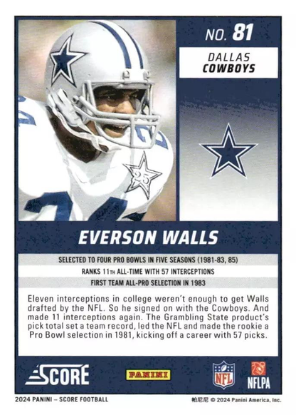 2024 Panini Score Football Everson Walls Dallas Cowboys #81