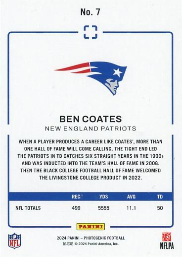 2024 Panini Photogenic Ben Coates #7 New England Patriots