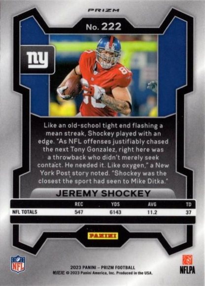 2023 Panini Prizm Red White and Blue Jeremy Shockey New York Giants #222