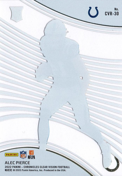 2022 Panini Chronicles Clear Vision Rookies RC Alec Pierce #CVR-30 Indianapolis Colts