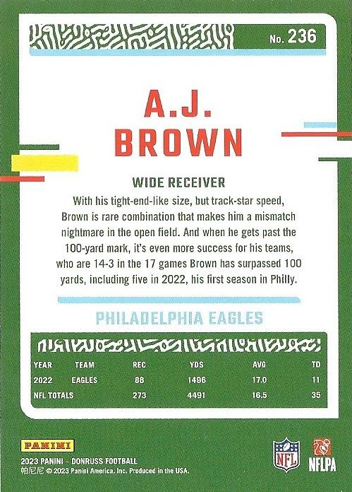 2023 Panini Donruss A.J. Brown #236 Philadelphia Eagles