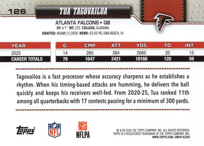 2026 Topps Flagship Tua Tagovailoa #126 Atlanta Falcons