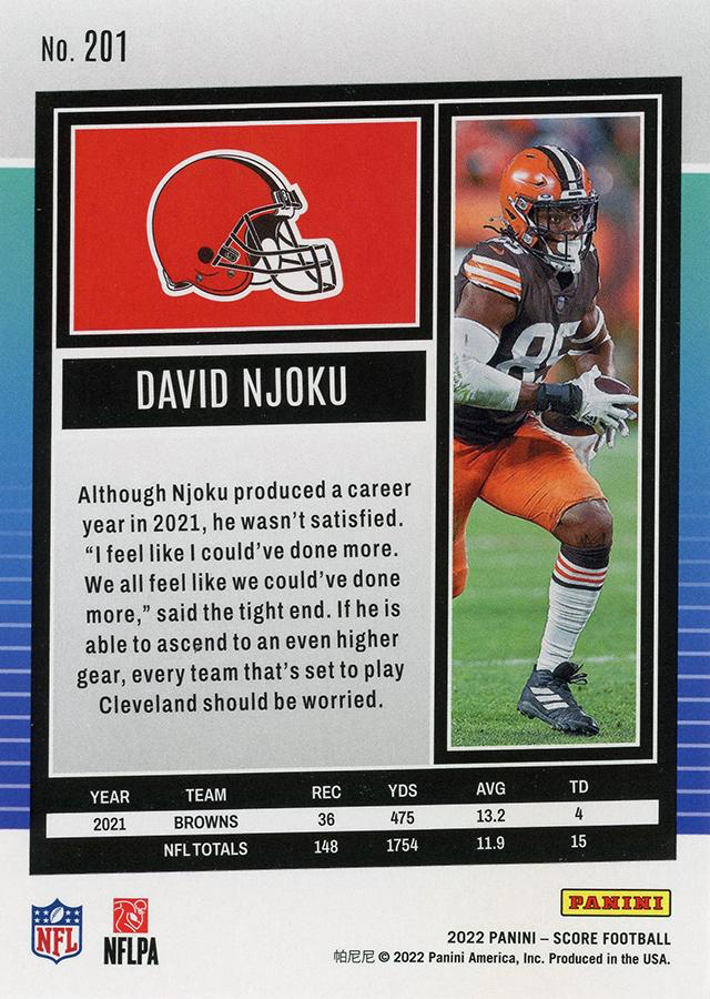 2022 Panini Score David Njoku Cleveland Browns #201