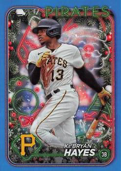 2024 Topps Holiday Blue Metallic Glitter Ke'Bryan Hayes Pittsburgh Pirates #H167