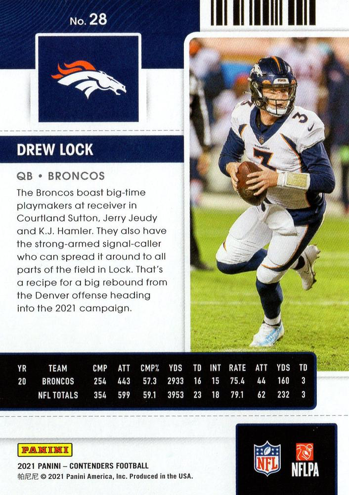 2021 Panini Contenders Drew Lock Denver Broncos #28