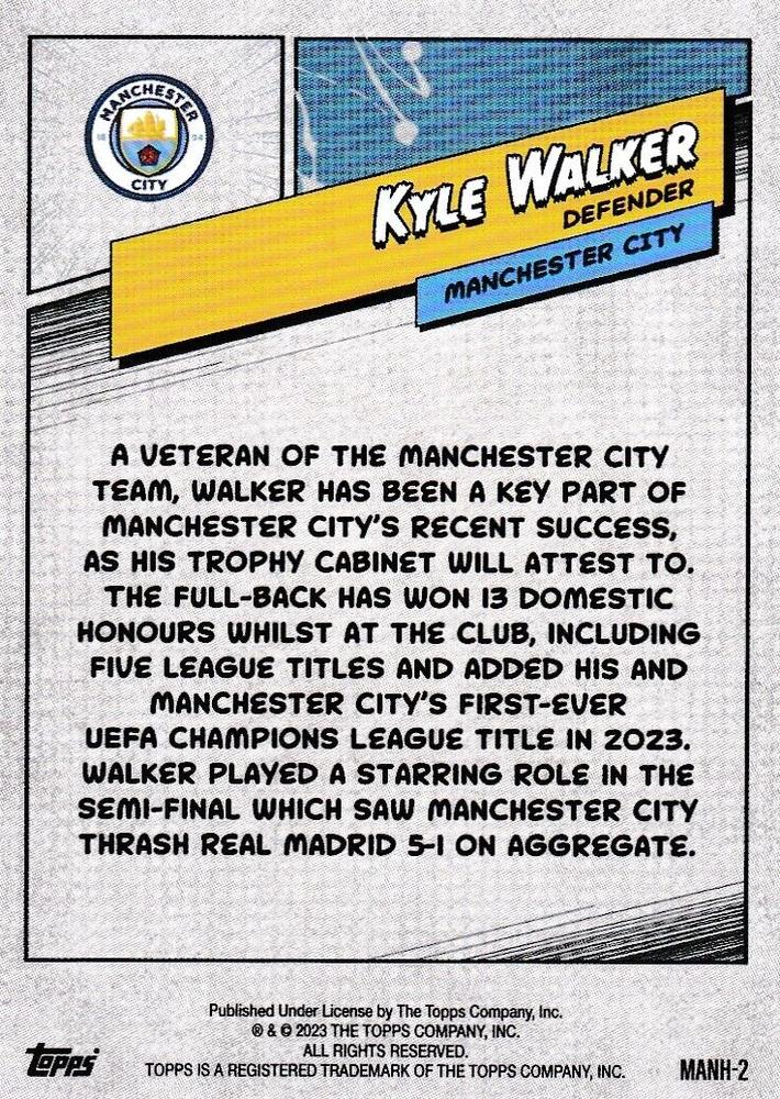 2023 Topps Manchester City Fan Set Heroes Kyle Walker #MANH-2