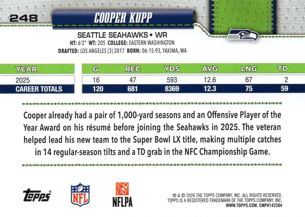 2026 Topps Flagship Cooper Kupp #248 Seattle Seahawks