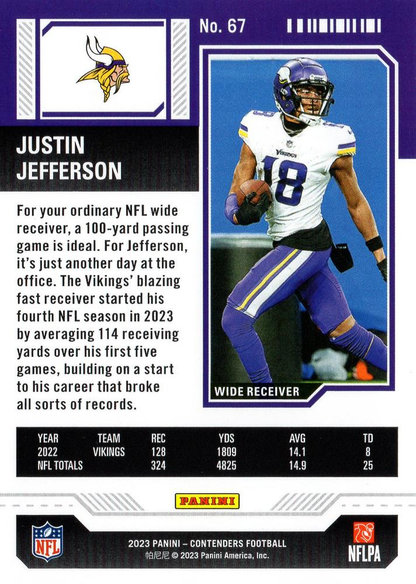 2023 Panini Contenders Justin Jefferson Minnesota Vikings #67