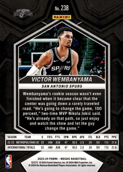 2023 Panini Mosaic Victor Wembanyama RC #238 San Antonio Spurs